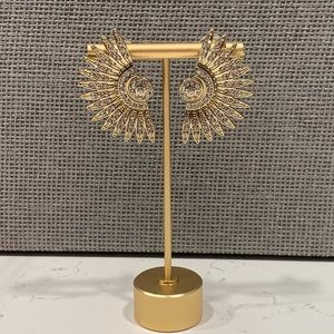 OLIVIA WELLES Earrings Crystal Fan Post Gold